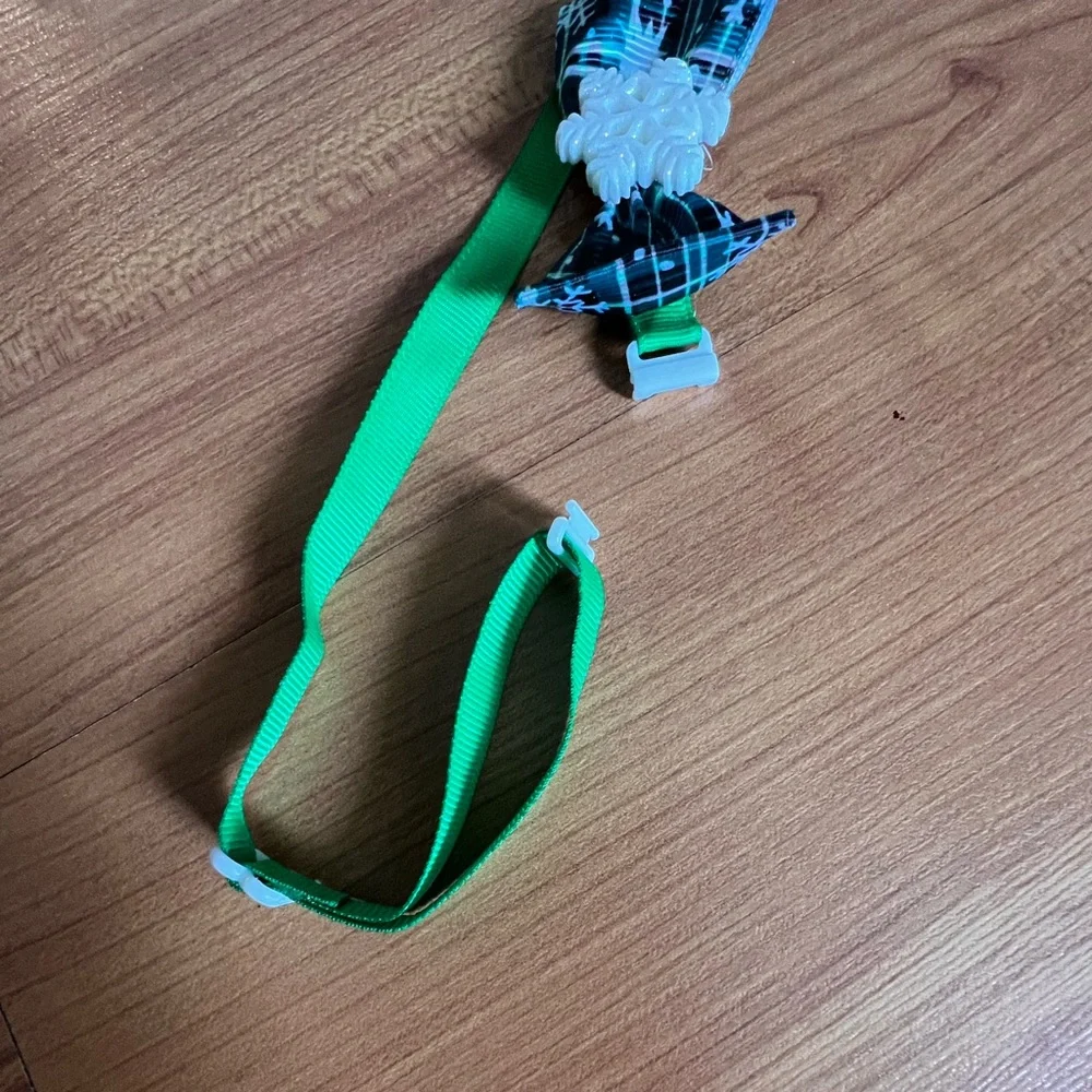 Christmas snowflake green plaid cat/dog collar